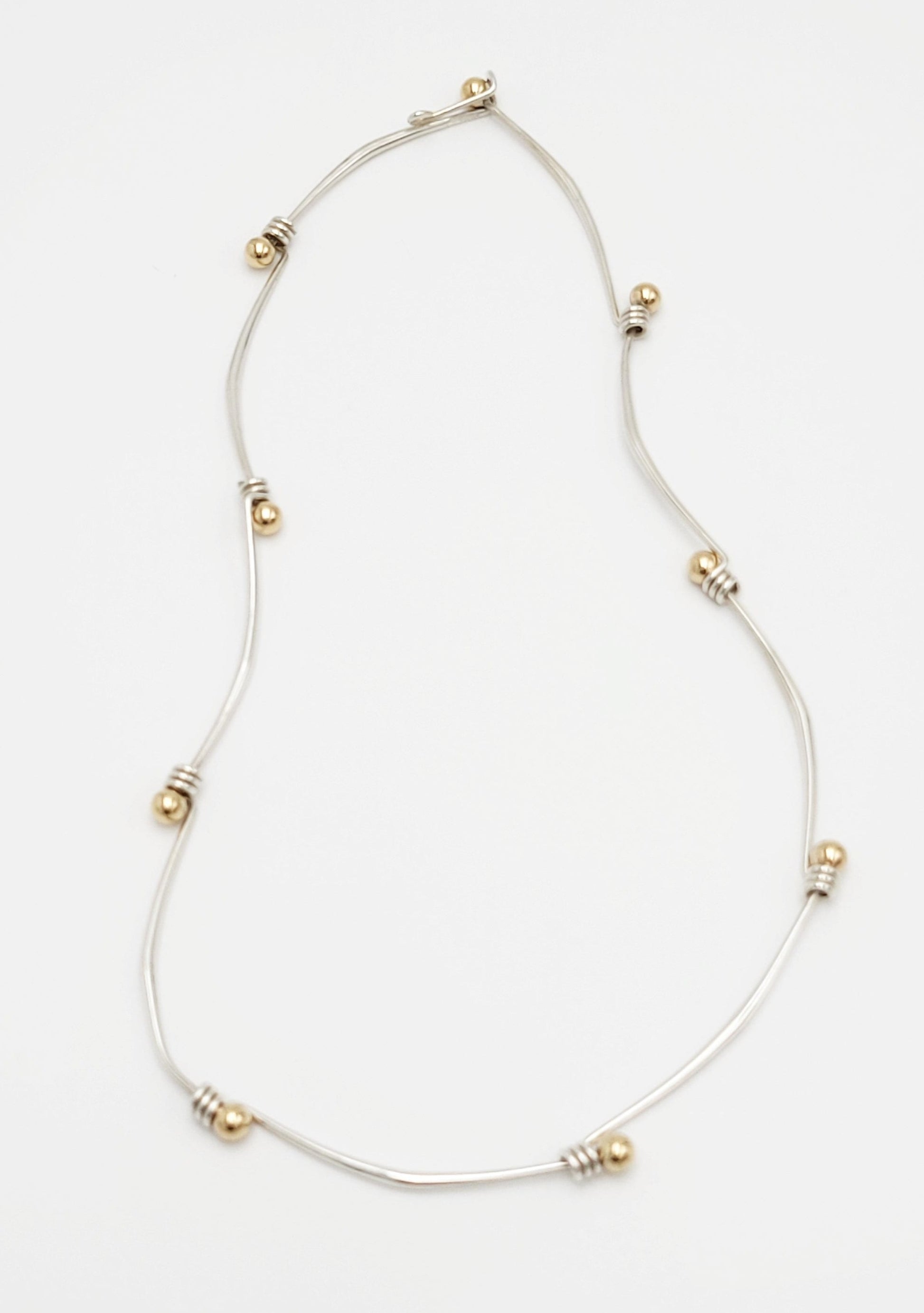Ed Levin Jewelry Designer Ed Levin Modernist Sterling 14K Gold Slide Necklace Rare 1960/70s