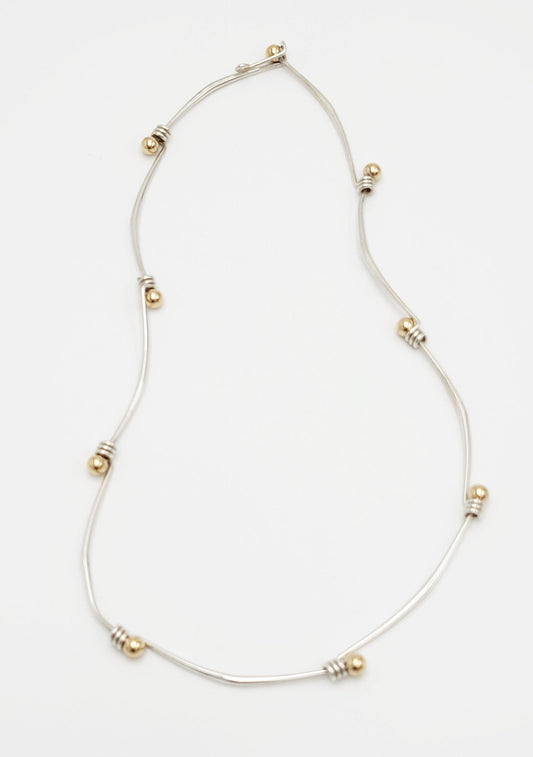 Ed Levin Jewelry Designer Ed Levin Modernist Sterling 14K Gold Slide Necklace Rare 1960/70s