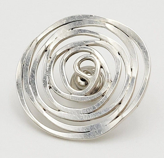 Ed Levin Jewelry Iconic Designer Ed Levin Abstract Modernist Sterling Spiral Lapel Pin Rare 1950/60s
