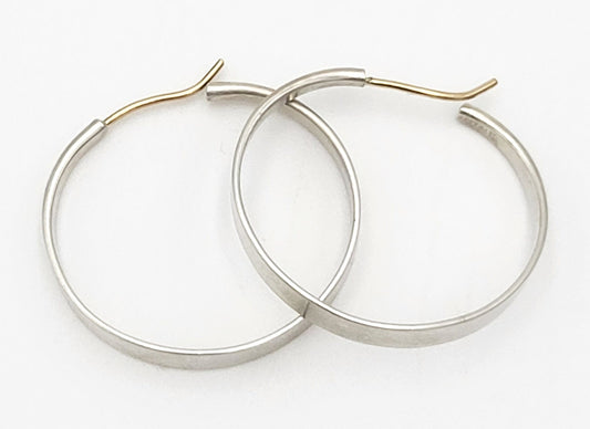 Ed Levin Jewelry Iconic US Designer Ed Levin Modernist Sterling 14K Gold Hoop Earrings