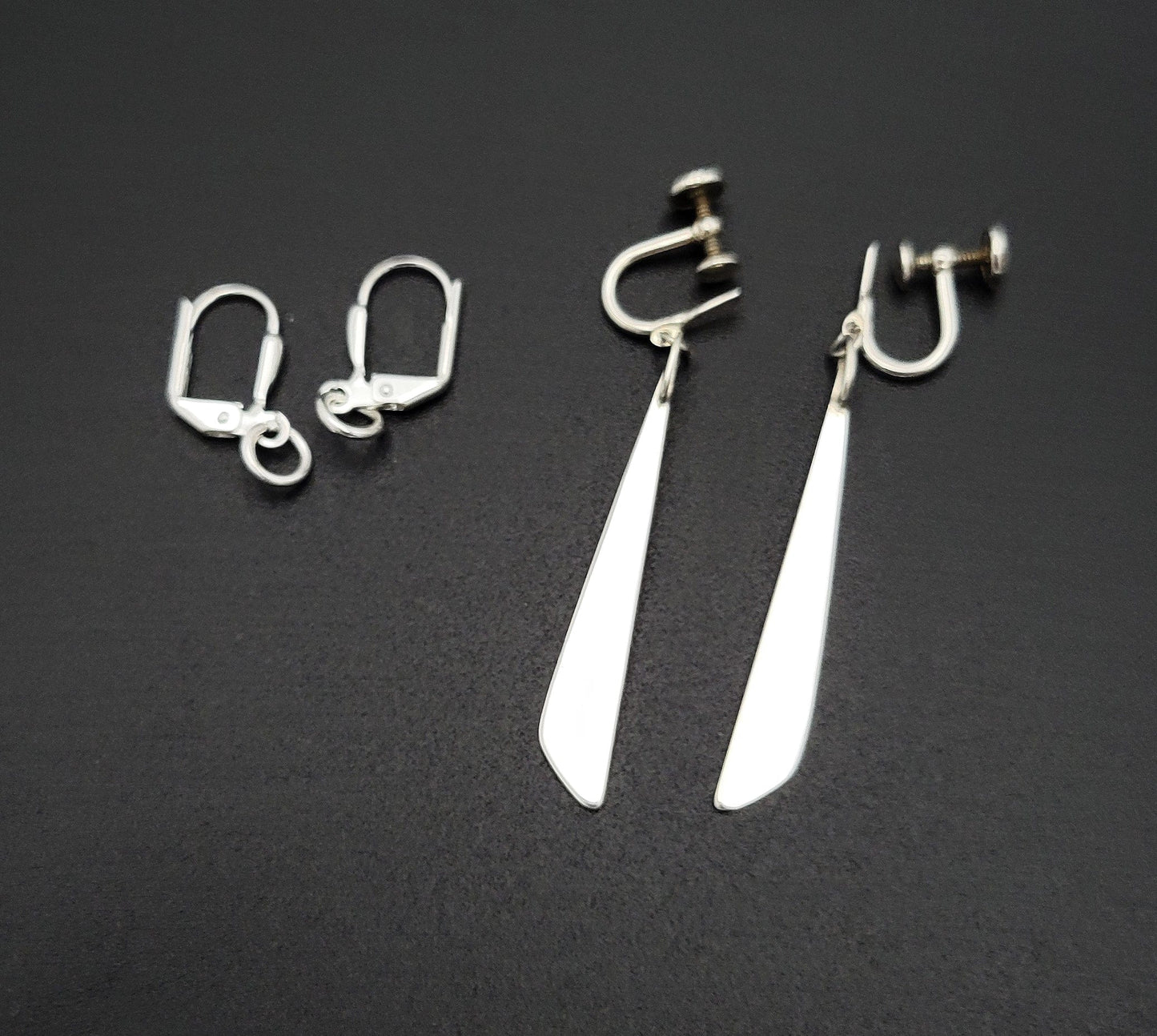 Ed Levin Jewelry Iconic US Designer Ed Levin Modernist Sterling Drop Dangle Earrings Circa 1960s