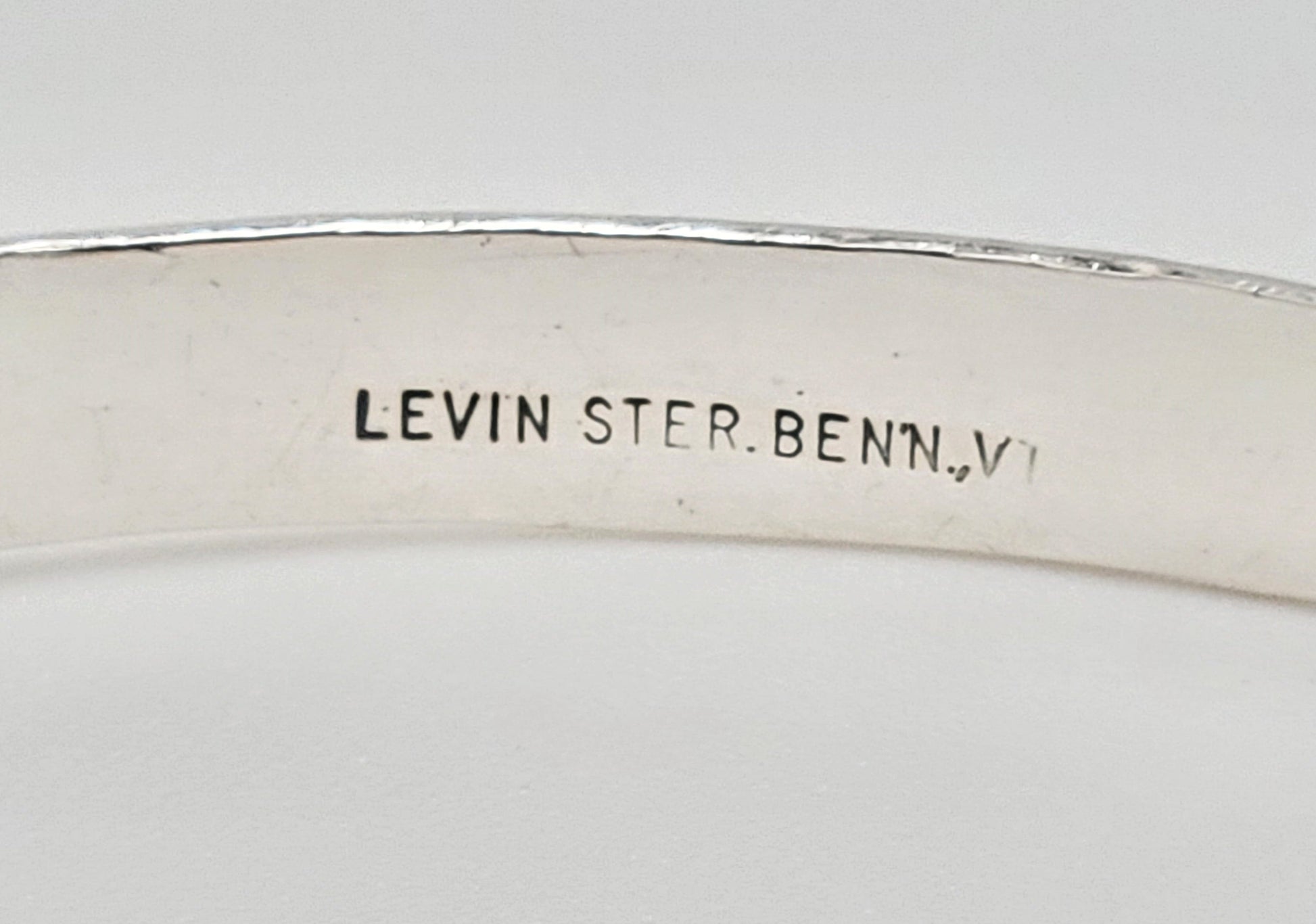 Ed Levin Jewelry Super Rare Ed Levin Hammered Sterling Silver Modernist Slide Bracelet 1950s