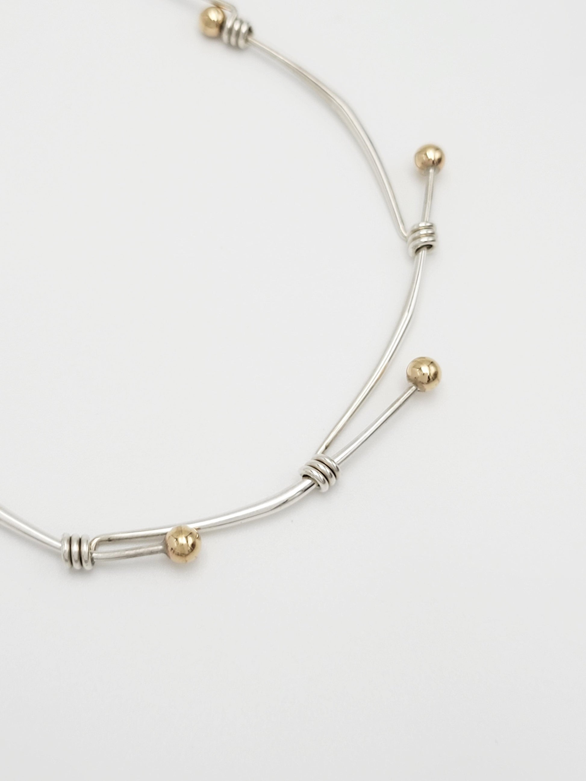 Ed Levin Jewelry Superb Designer Ed Levin Sterling 14K Gold Rare Modernist Slide Bar Necklace