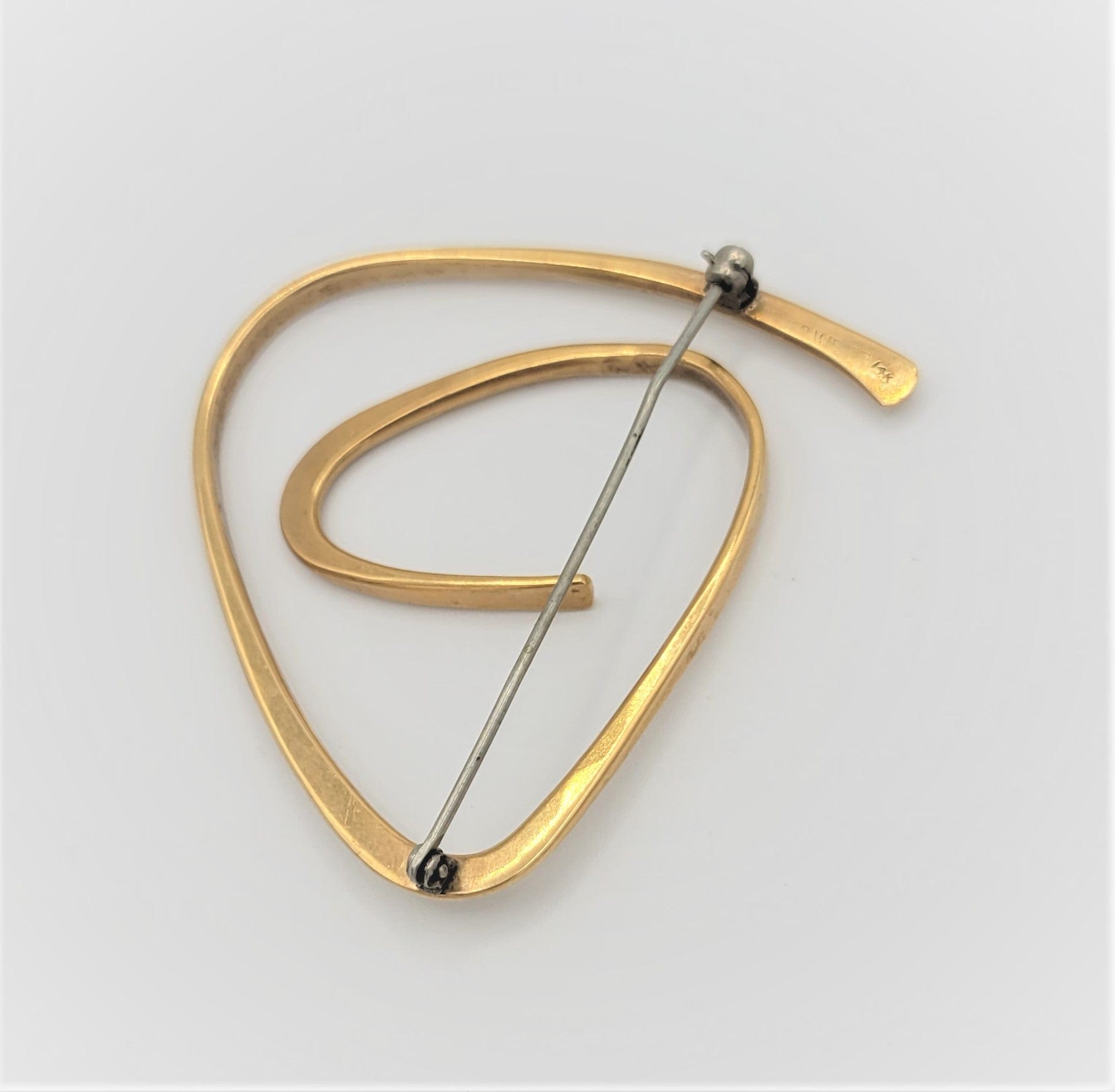 Ed Wiener Jewelry SUPERB Iconic Ed Wiener 14kt Gold LARGE Modernist Spiral Brooch Circa 1950s