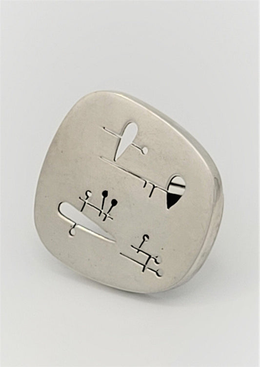 Ed Wiener Jewelry Superb Iconic Ed Wiener 925SS Modernist Cutout Square Brooch Pin Circa 1950s