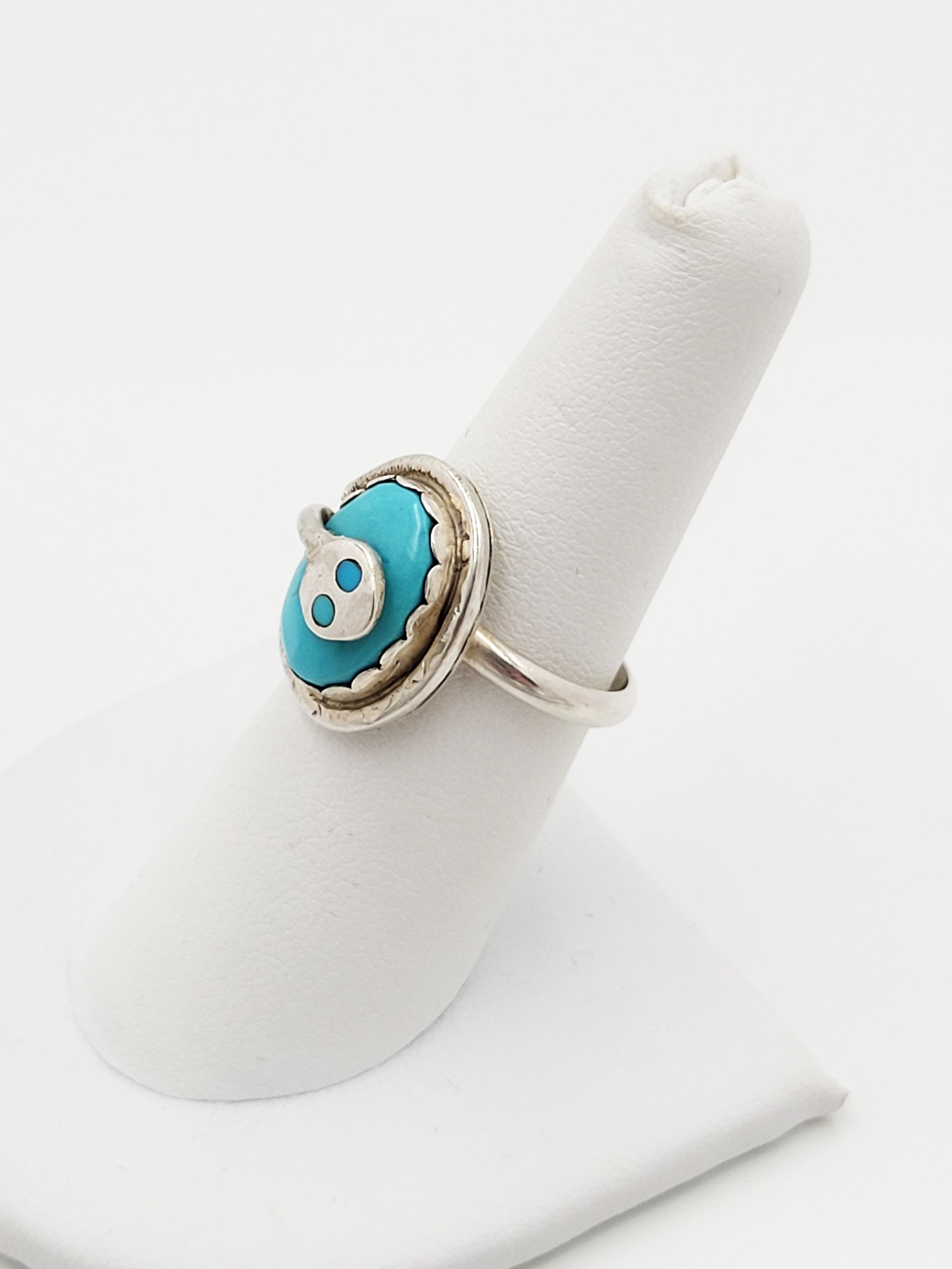 Effie C Zuni Jewelry Vintage Sterling & Turquoise Effie Calavaza Zuni Native Handmade Snake Ring