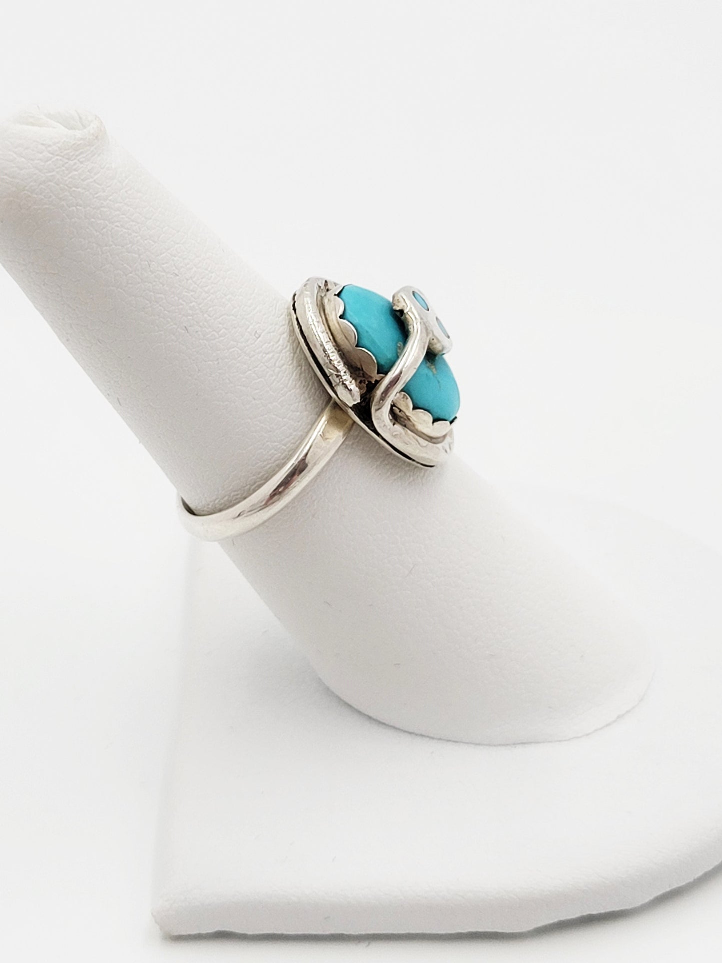 Effie C Zuni Jewelry Vintage Sterling & Turquoise Effie Calavaza Zuni Native Handmade Snake Ring
