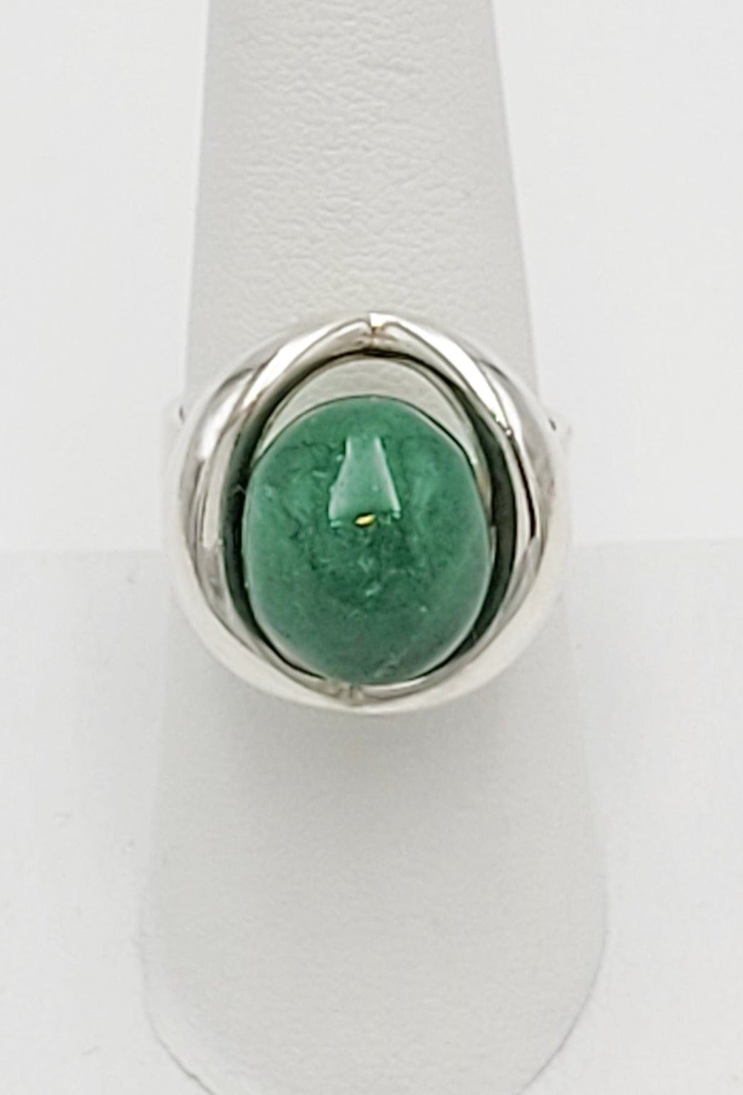 Einer Fehrn Jewelry Denmark Einer Fehrn Sterling & Chrsophase Modernist Statement Cocktail Ring 1960's