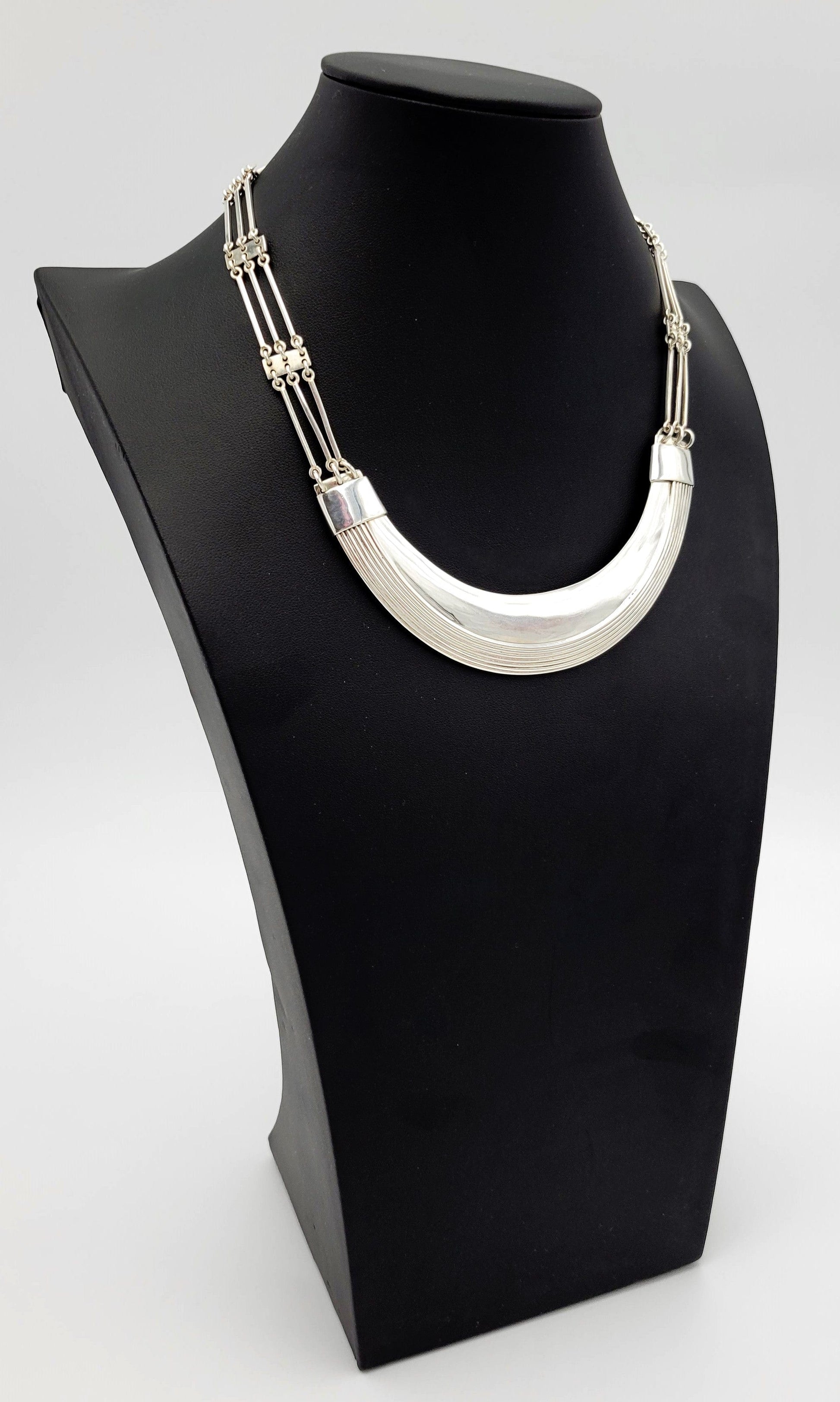 Erika Hult de Corral "Ric" Jewelry Superb Taxco Erika Hult de Corral "Ric" Sterling Modernist Statement Necklace 1980s