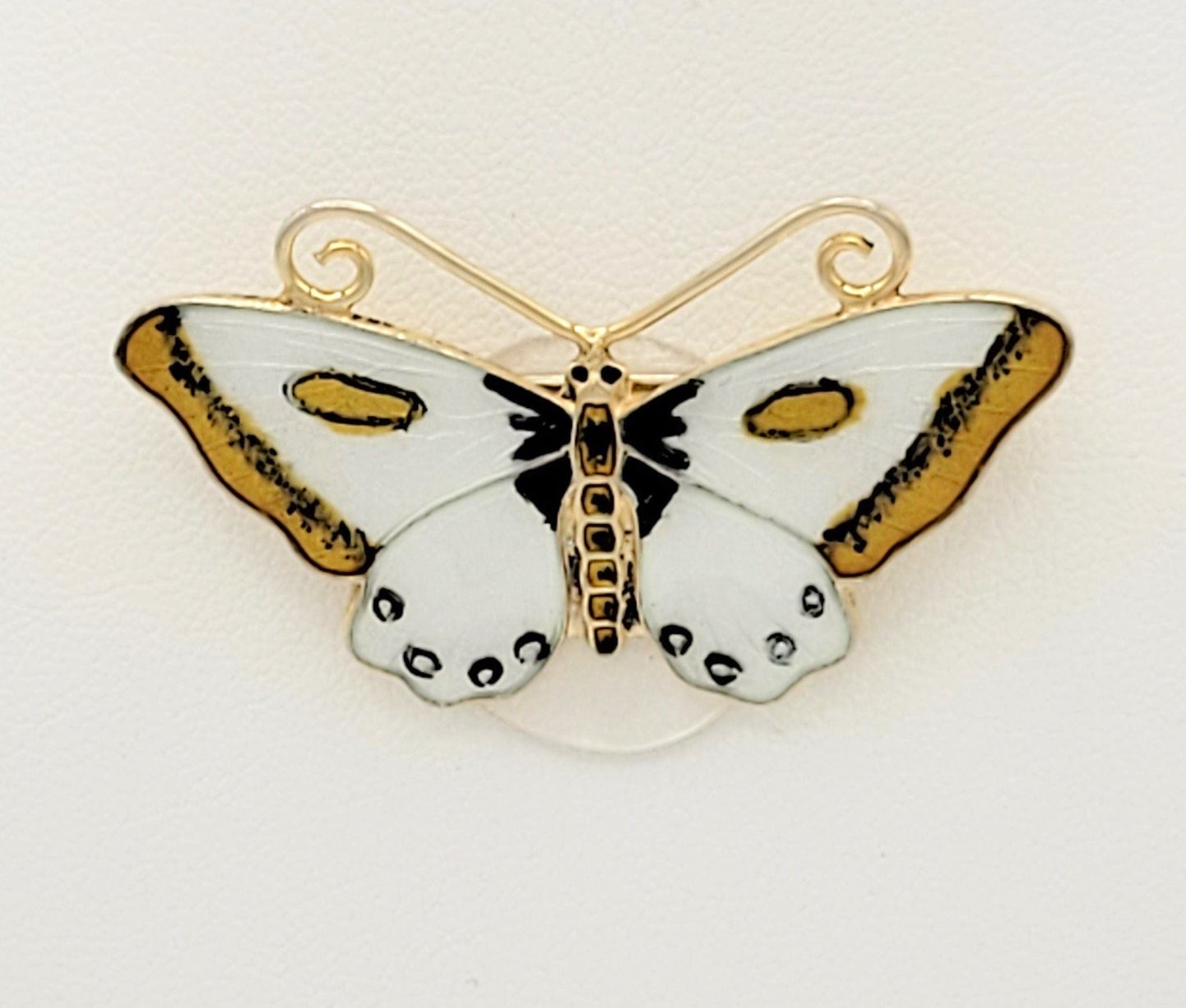 Finn Jensen Jewelry Norway Designer Finn Jensen Sterling & Enamel Large Butterfly Brooch Pin 1950s