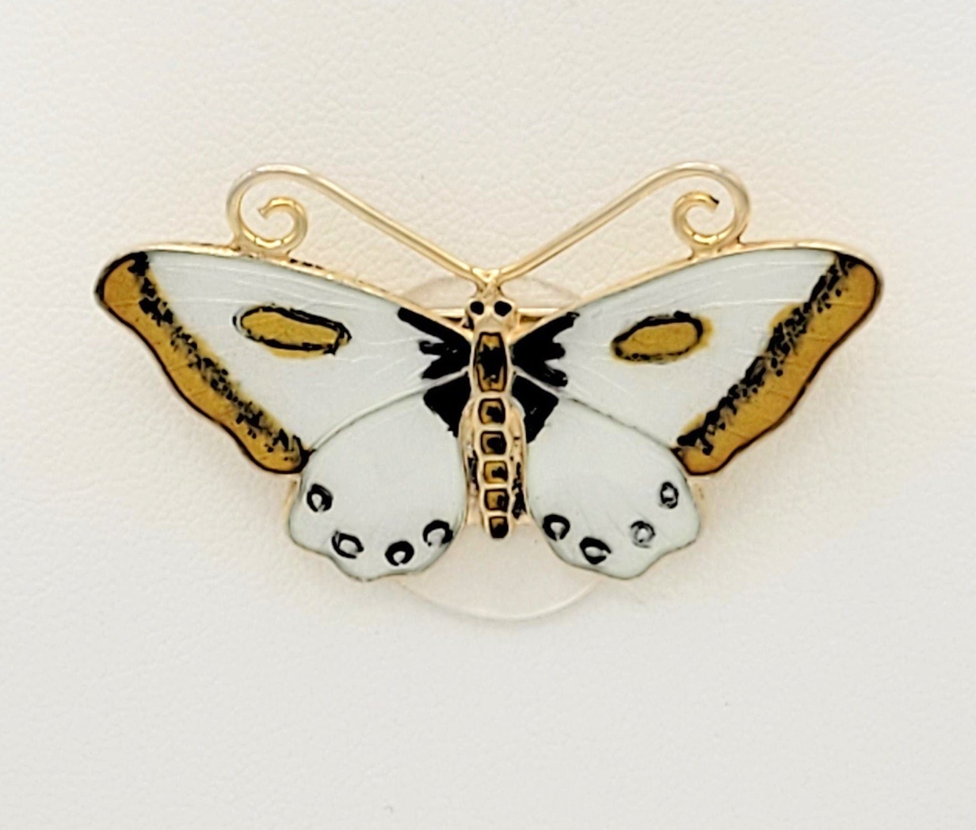 Finn Jensen Jewelry Norway Designer Finn Jensen Sterling & Enamel Large Butterfly Brooch Pin 1950s