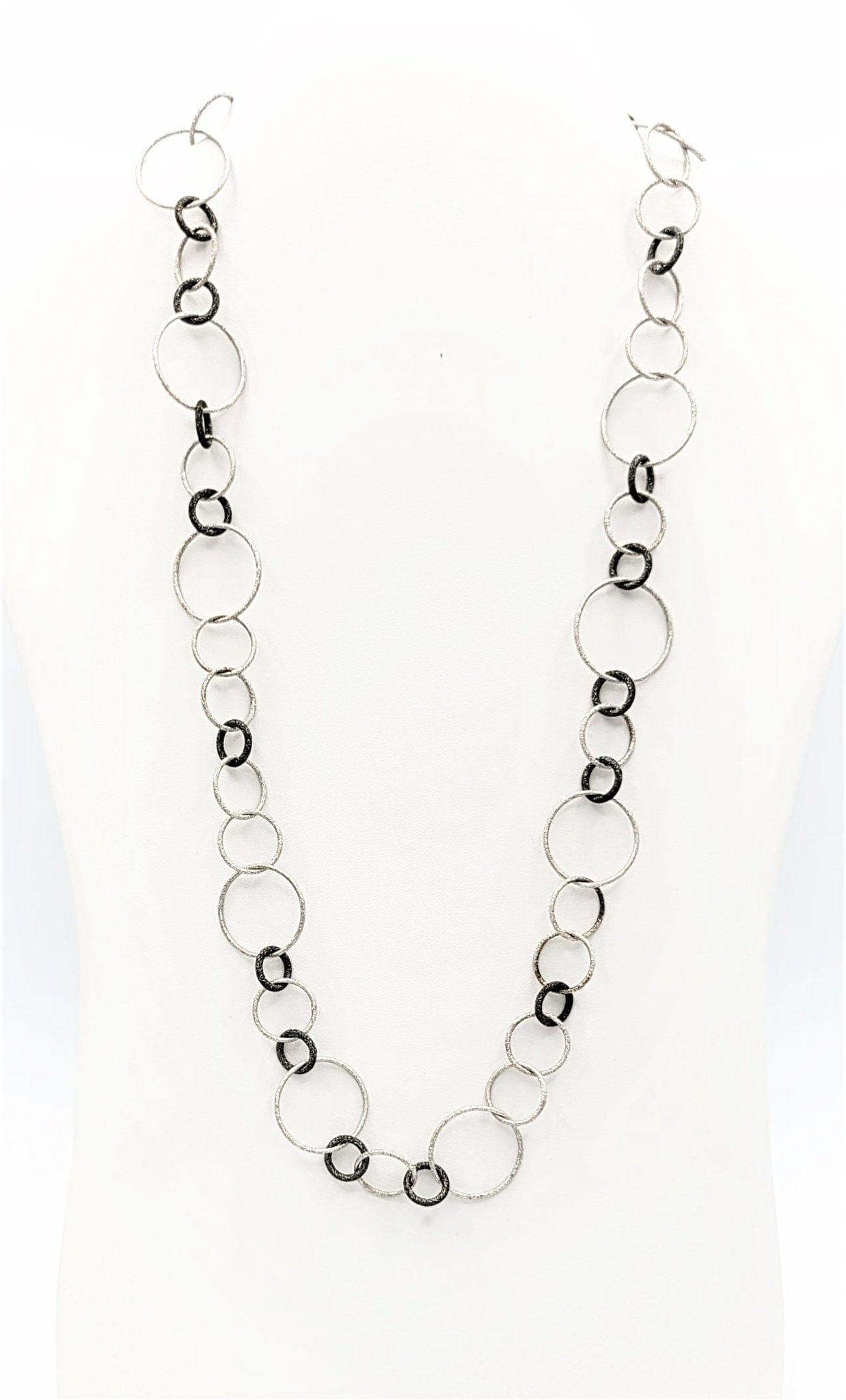 Frederic Duclos Jewelry Retired 925SS Black/Silver Druzy Modernist Circles Frederic Duclos Italy Necklace