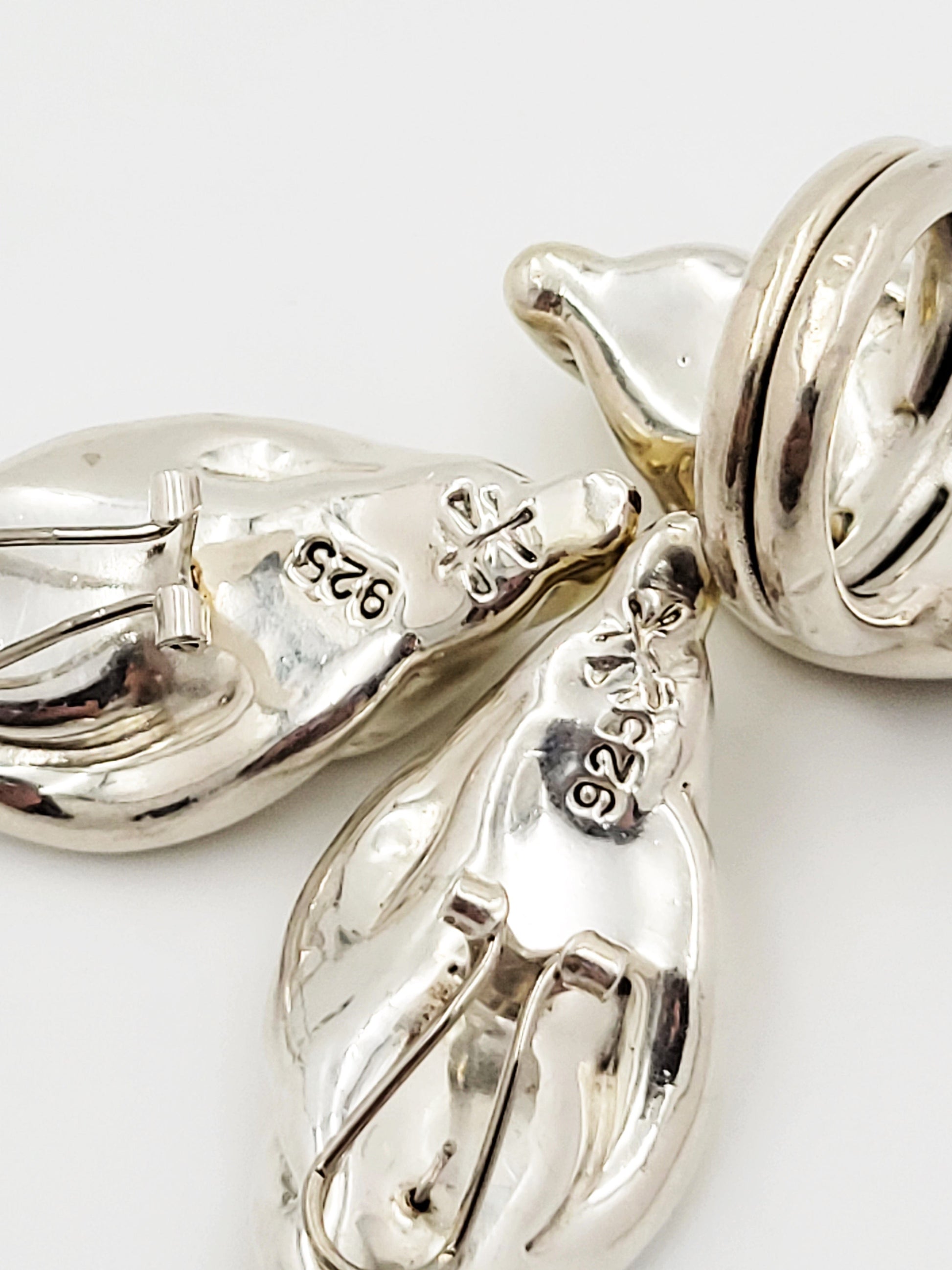 Georg Jensen Jewelry Puffy Sterling Ring & Earrings Demi Parure Set