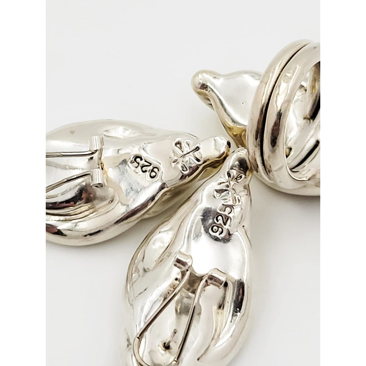 Georg Jensen Jewelry Puffy Sterling Ring &amp; Earrings Demi Parure Set
