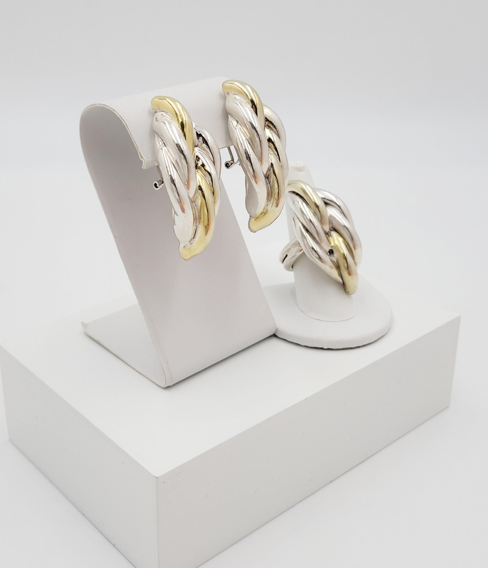 Georg Jensen Jewelry Puffy Sterling Ring & Earrings Demi Parure Set