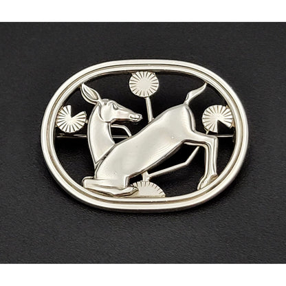 Georg Jensen Jewelry Rare Danish Georg Jensen Sterling Art Deco Kneeling Deer Brooch 