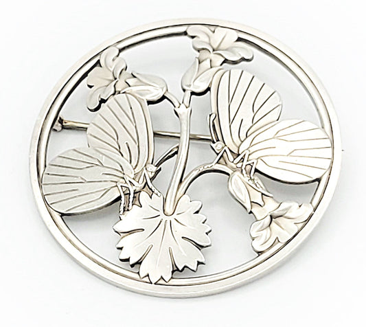 Georg Jensen Jewelry Rare Georg Jensen Art Deco Moonlight Butterfly HUGE Brooch #283 Circa 1940s