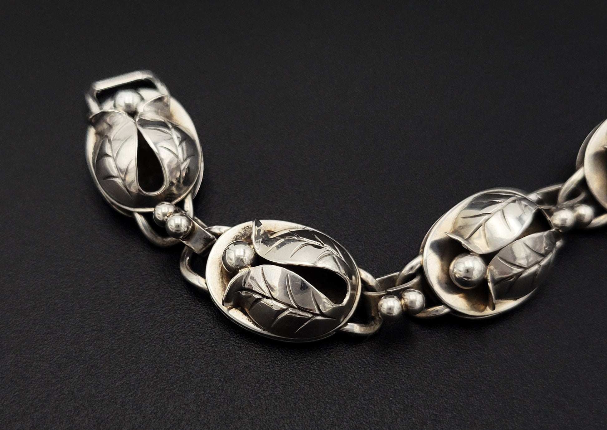 Georg Jensen Jewelry RARE Georg Jensen LaPaglia Sterling Art Deco 3D Flower Buds Bracelet 1940s