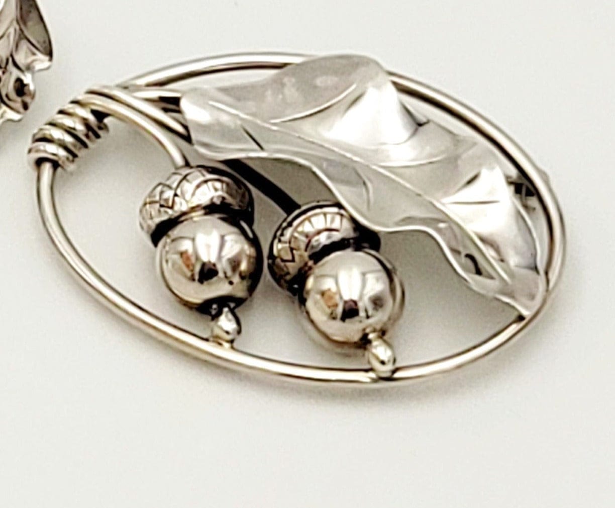Georg Jensen Jewelry RARE LaPaglia Georg Jensen Sterling Silver 3-D Acorns Brooch Circa 1940s