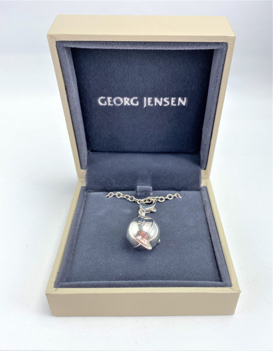 Georg Jensen Jewelry Retired Georg Jensen Denmark Sterling 3-D Fish Charm Necklace IOB #24 NIB