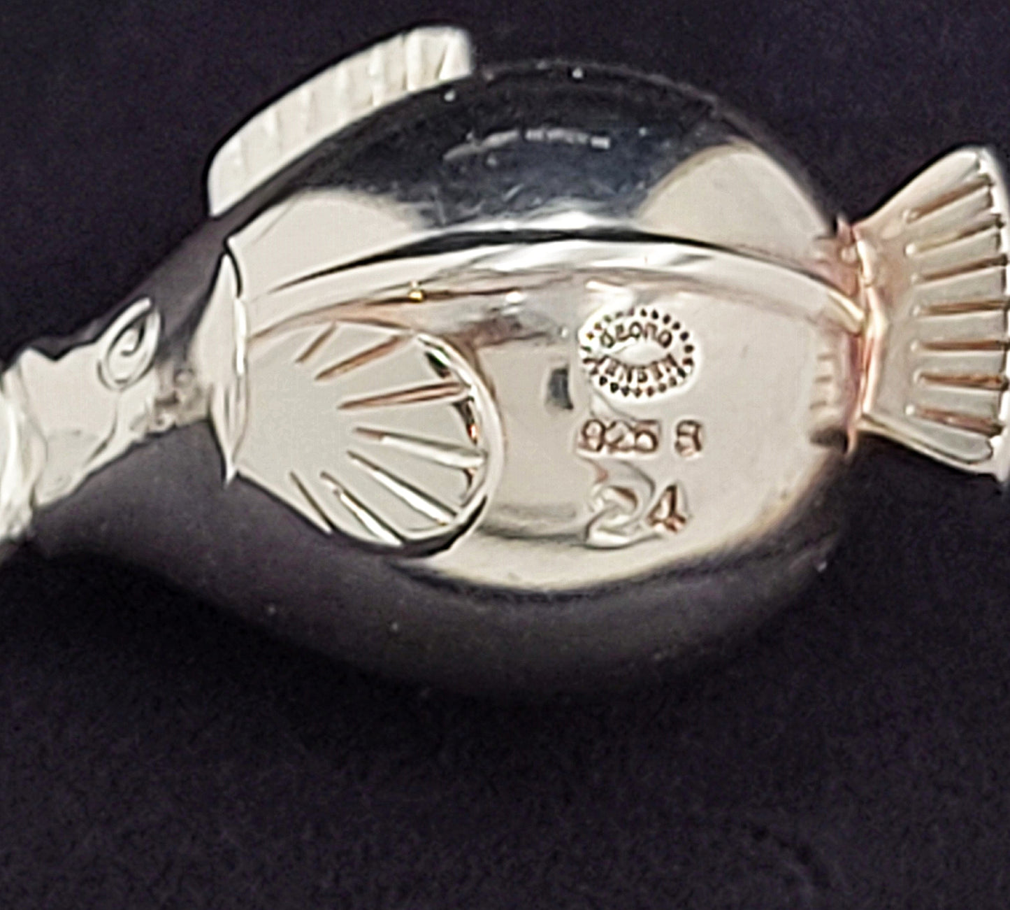 Georg Jensen Jewelry Retired Georg Jensen Denmark Sterling 3-D Fish Charm Necklace IOB #24 NIB