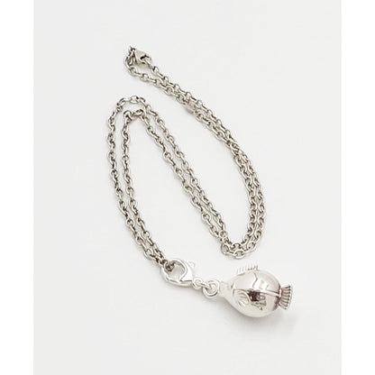 Georg Jensen Jewelry Retired Georg Jensen Denmark Sterling 3-D Puffer Fish Necklace IOB 