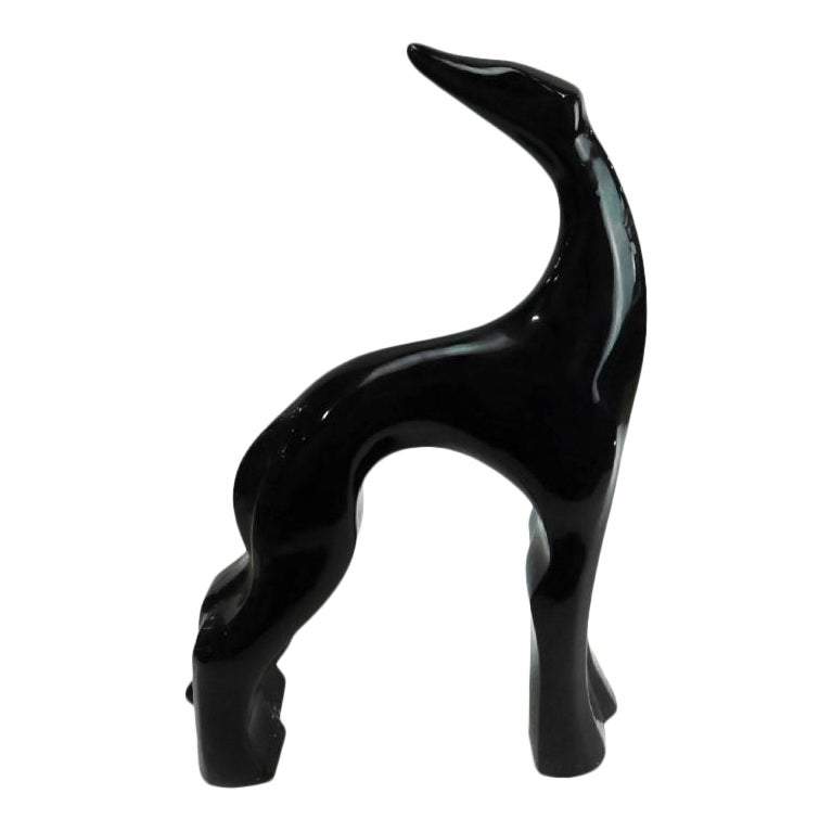 Haeger Sculpture Vintage Haeger USA LARGE Ceramic Black Art Deco Greyhound Afghan Dog Sculpture