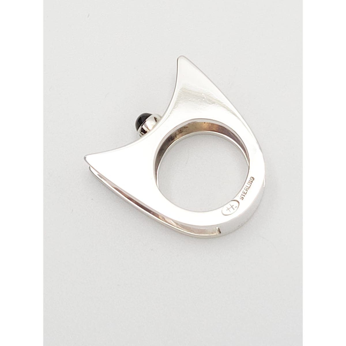 Hannelore Gabriel Jewelry H Gabriel Sterling &amp; Labradorite Modernist Split Level Cocktail Ring Circa 1980s