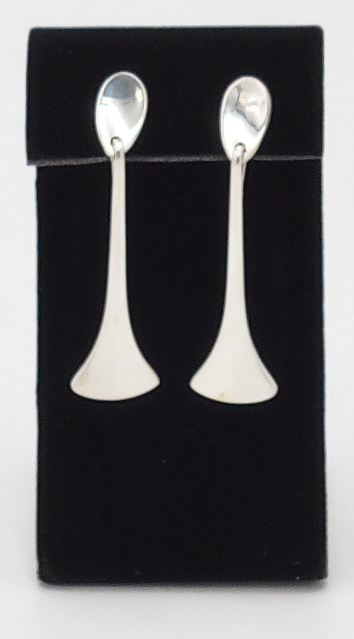 Hans Hansen Jewelry Danish Designer Hans Hansen Sterling Modernist Long Dangle Earrings 1930-40's
