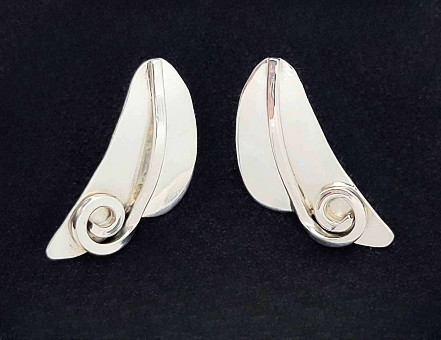 Henry Steig Jewelry American Modernist Henry Steig Sterling Abstract Modernist Earrings RARE 1950s
