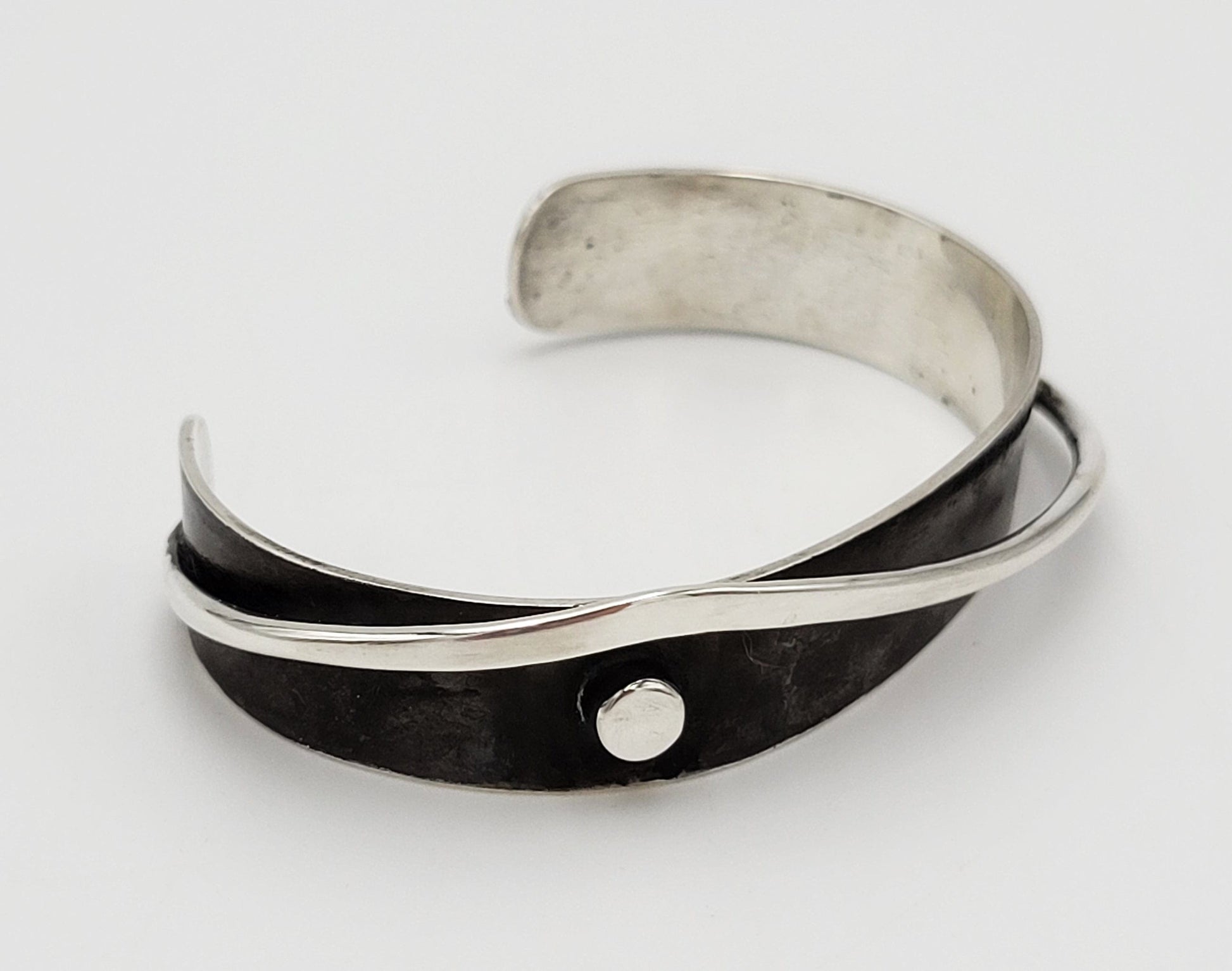 Henry Steig Jewelry Rare Designer Henry Steig Sterling Abstract Modernist 3-D Cuff Bracelet 1950s