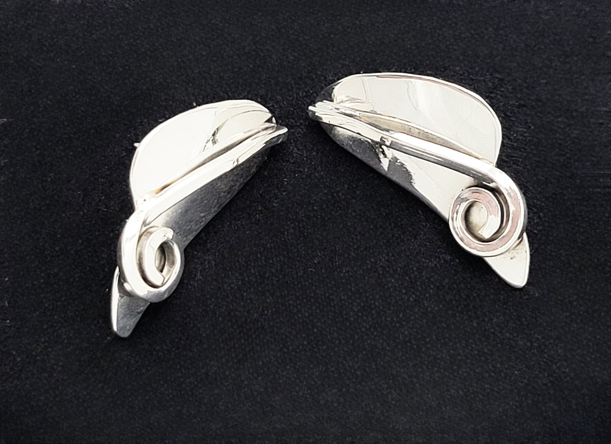 Henry Steig Jewelry Superb Henry Steig Sterling Abstract Modernist Rare Pierced Earrings 1950s