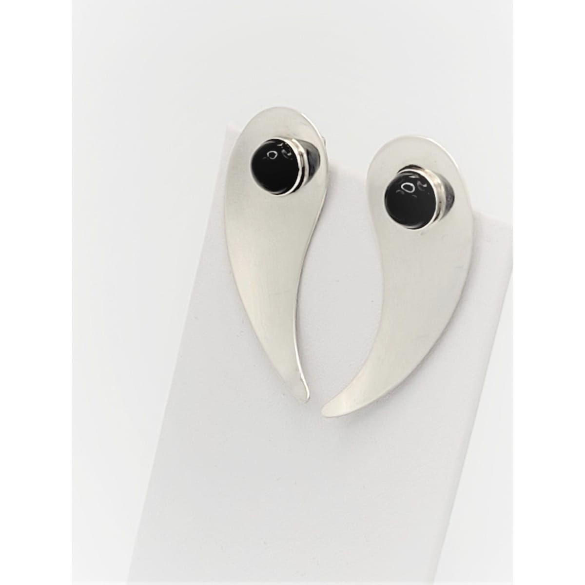 Hermann Siersbol Jewelry Designer Hermann Siersbol Denmark Modernist Sterling &amp; Onyx Earrings 50/60s