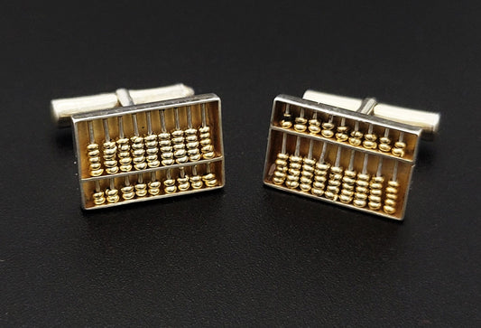 Hong Kong Sterling Jewelry Vintage Sterling Silver Abacus Cufflinks Circa 1960s