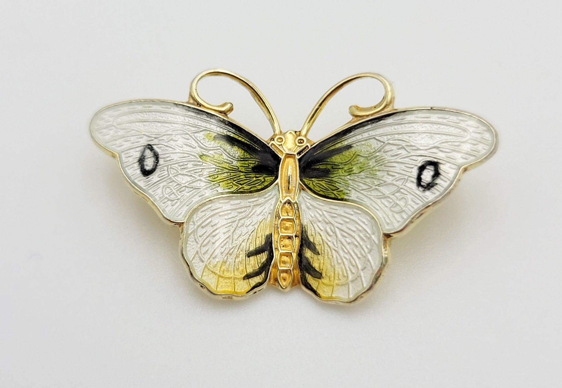Hroar Prydz Jewelry Norwegian Designer Hroar Prydz Sterling & Enamel Butterfly Brooch 20s/30s