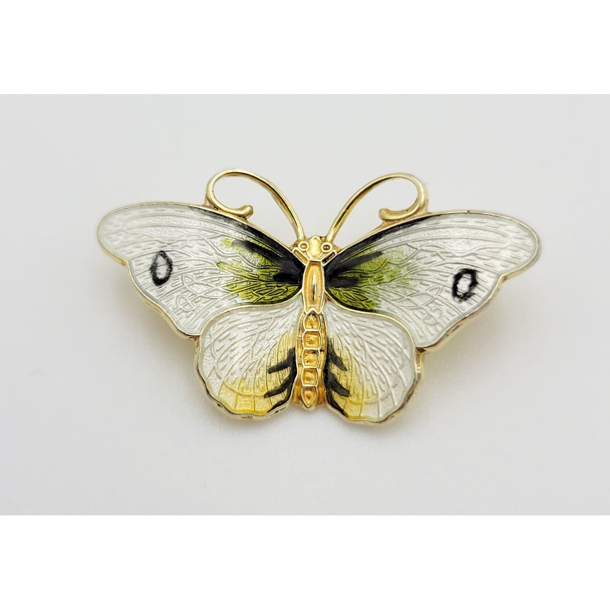 Hroar Prydz Jewelry Norwegian Designer Hroar Prydz Sterling &amp; Enamel Butterfly Brooch 20s/30s