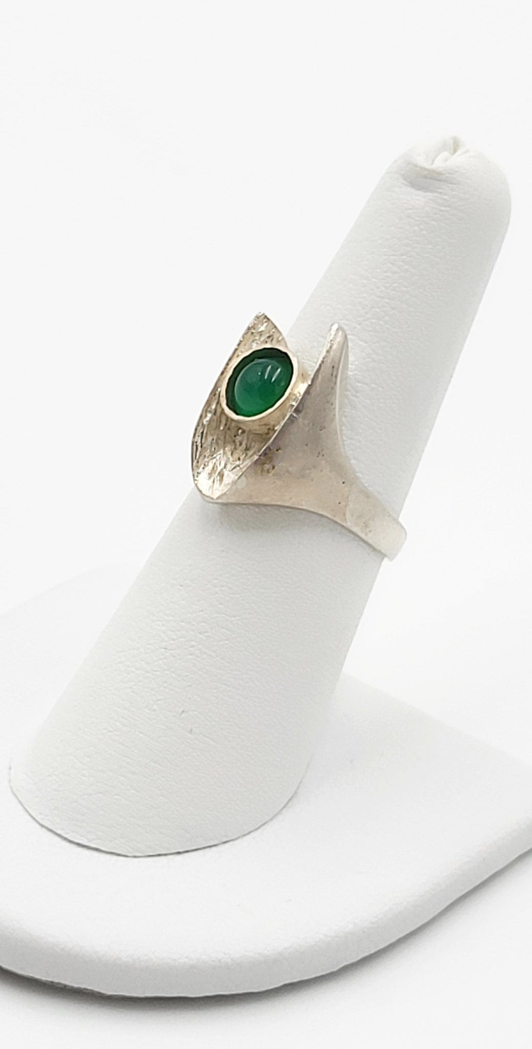 Ibsen & Weeke Jewelry Danish Ibsen & Weeke Sterling Green Chalcedony Brutalist Modernist Ring 1960s