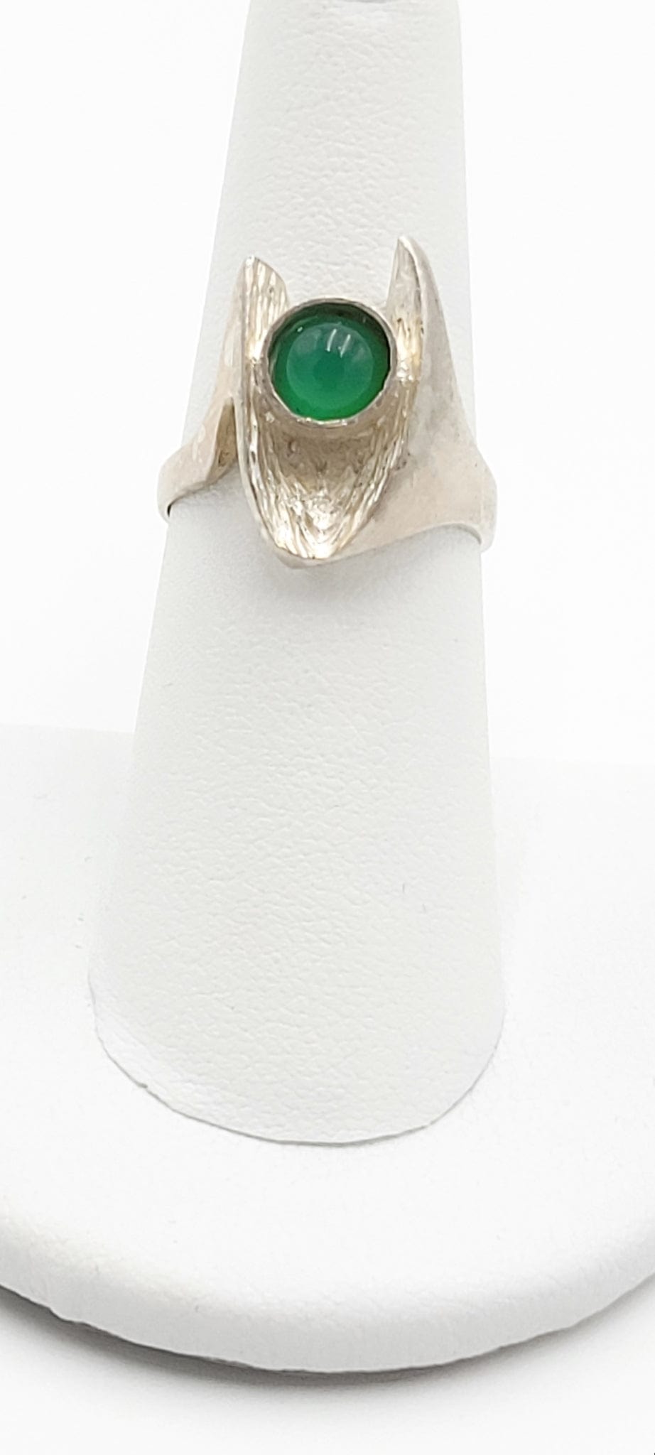 Ibsen & Weeke Jewelry Danish Ibsen & Weeke Sterling Green Chalcedony Brutalist Modernist Ring 1960s