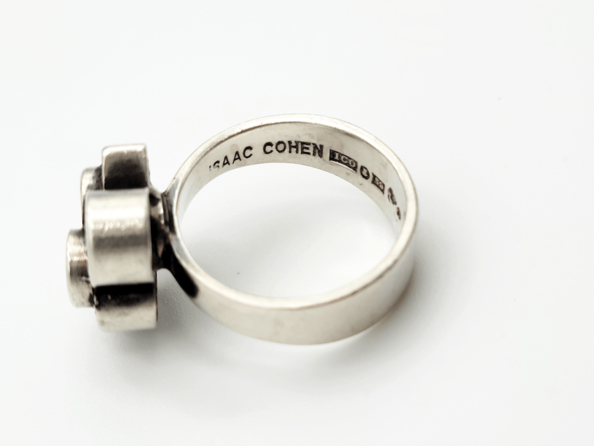 Isaac Cohen Jewelry RARE Isaac Cohen ICO Sweden Sterling Modernist Abstract 3-D Circles Ring 1968