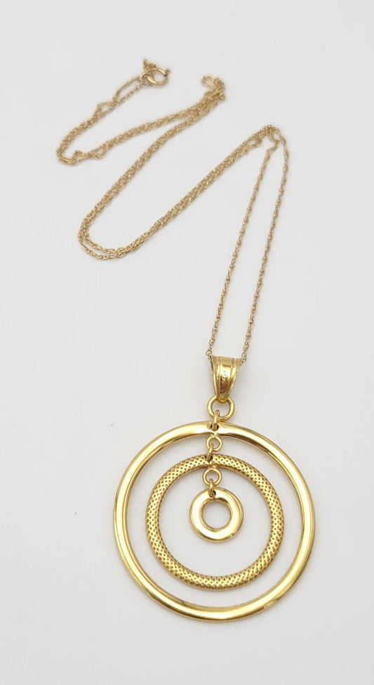 Italian Gold Jewelry Italian 14K Gold Mid Century Modern Artisan Floating Circles Necklace Circa 1960s