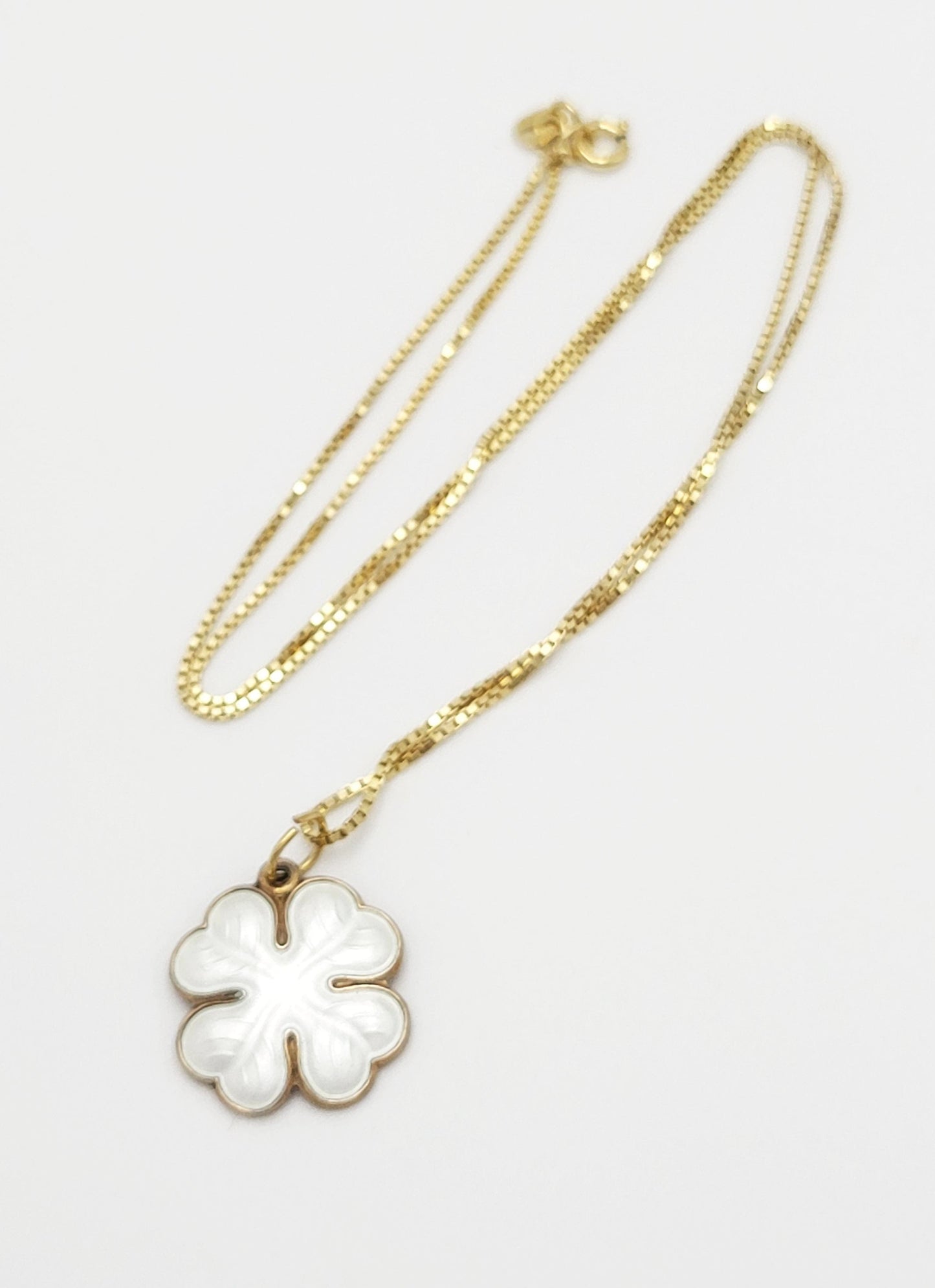 Ivar Holth Jewelry Ivar Holth Norway Sterling & Enamel Lucky 4 Leaf Clover Necklace Circa 1950s