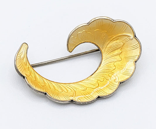 Ivar Holth Jewelry Ivar Holth Norway Sterling Yellow Guilloche Enamel Art Deco Brooch Pin 1950s