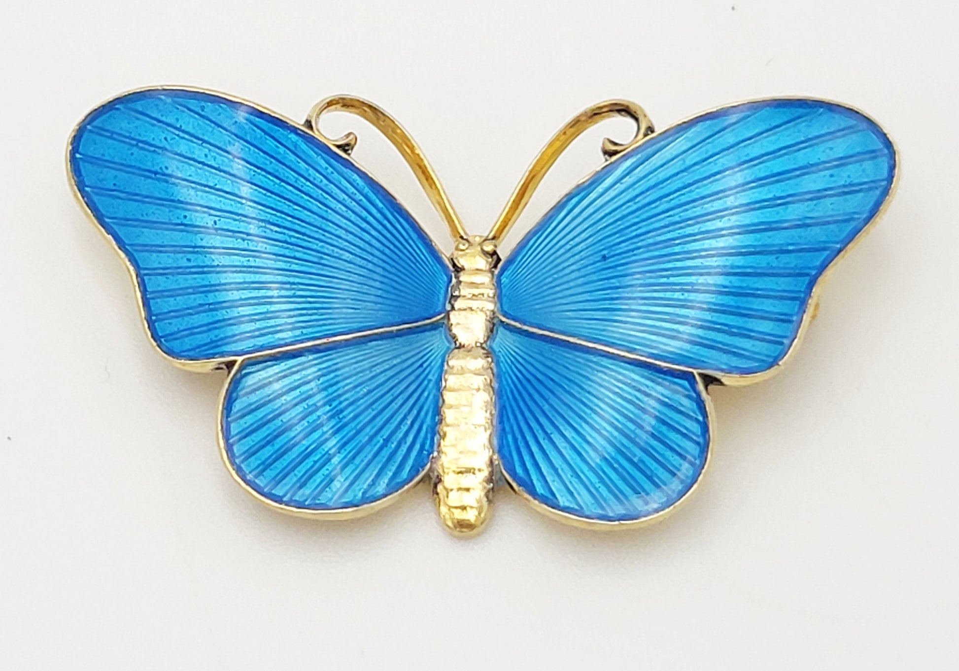 Ivar Holth Jewelry Norwegian Designer Ivar Holth Sterling Blue Enamel Large Butterfly Brooch 1940s/50s