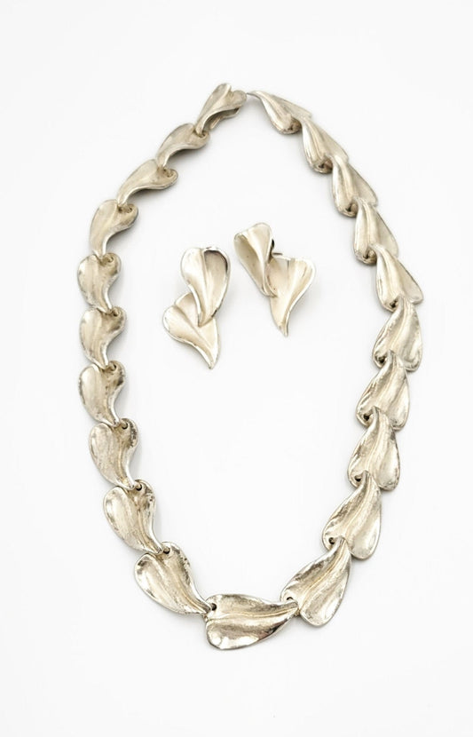 Janet Gabriel Jewelry Superb NY Designer J Gabriel Modernist Sterling Links Necklace Earring Set 1980s