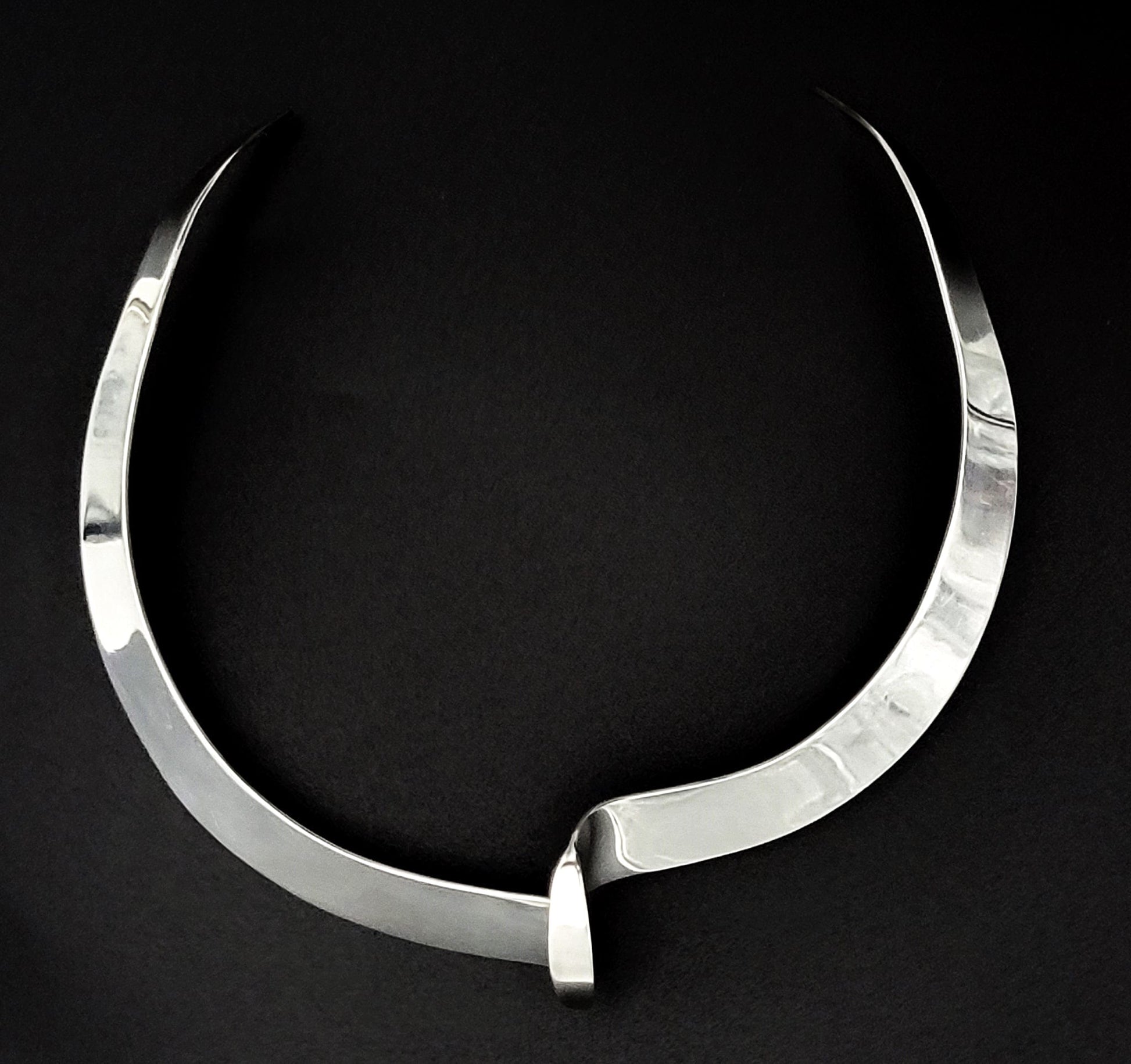 Jondell Jewelry Fab! Jondell Mexico Abstract Modernist Sterling Silver Collar Necklace Circa 1950s
