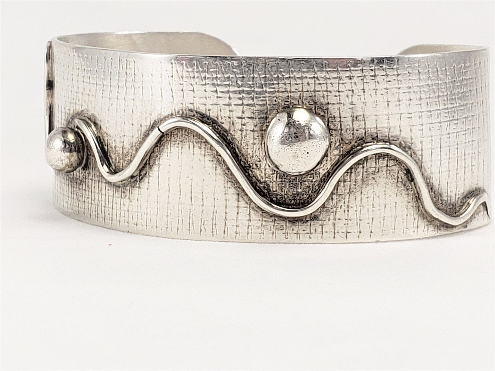 JSK Jewelry Designer Artisan JSK Sterling Abstract Modernist Geometric Bracelet Signed 1985