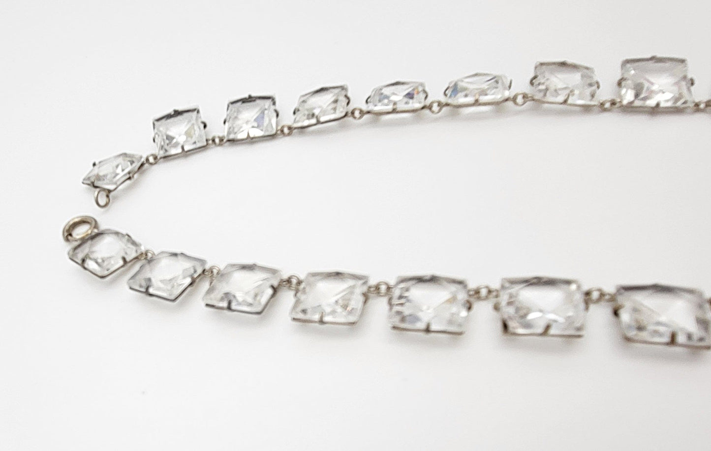 Jules Goldstein Jewelry Superb Jules Goldstein & Co NYC Sterling & Clear Quartz Art Deco Necklace 1930s