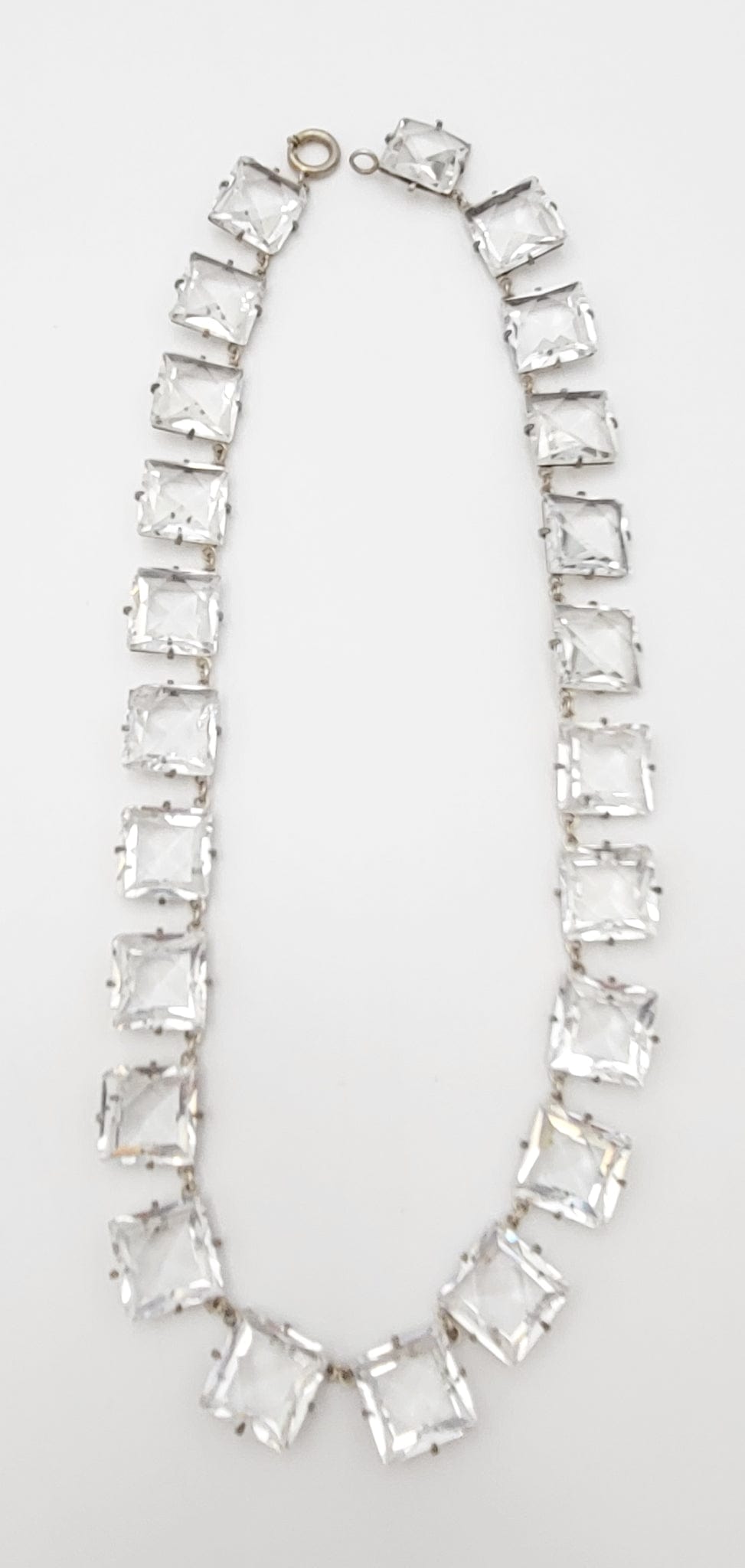 Jules Goldstein Jewelry Superb Jules Goldstein & Co NYC Sterling & Clear Quartz Art Deco Necklace 1930s