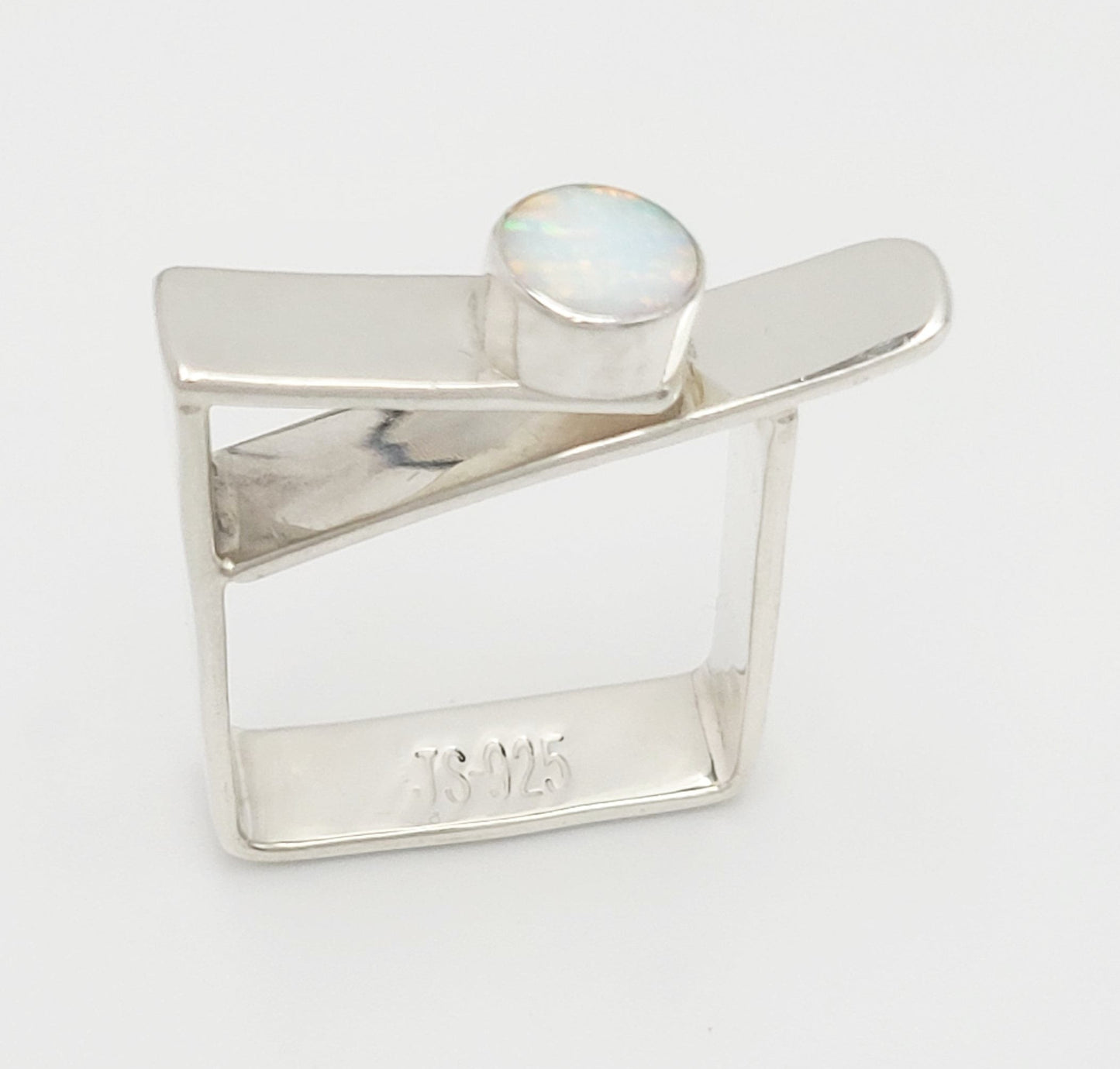 Julie Sandlau Jewelry Danish Designer Julie Sandlau Retired Modernist Abstract Sterling Opal Ring