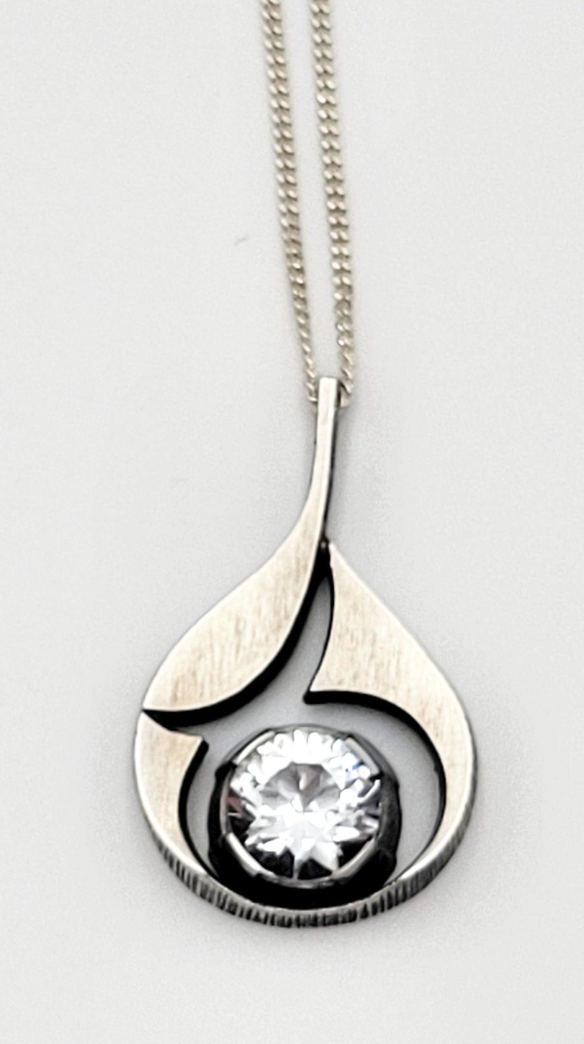Karl Laine Jewelry Finnish Designer Karl LAINE Modernist Sterling & Quartz Crystal Pendant Necklace